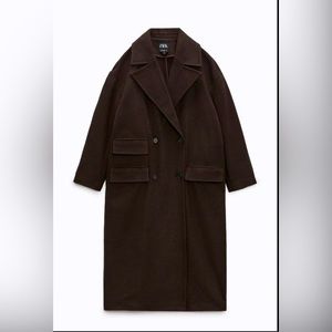 ZARA BROWN CHOCOLATE MANTECO WOOL BLEND LONG COAT WOMEN'S Small